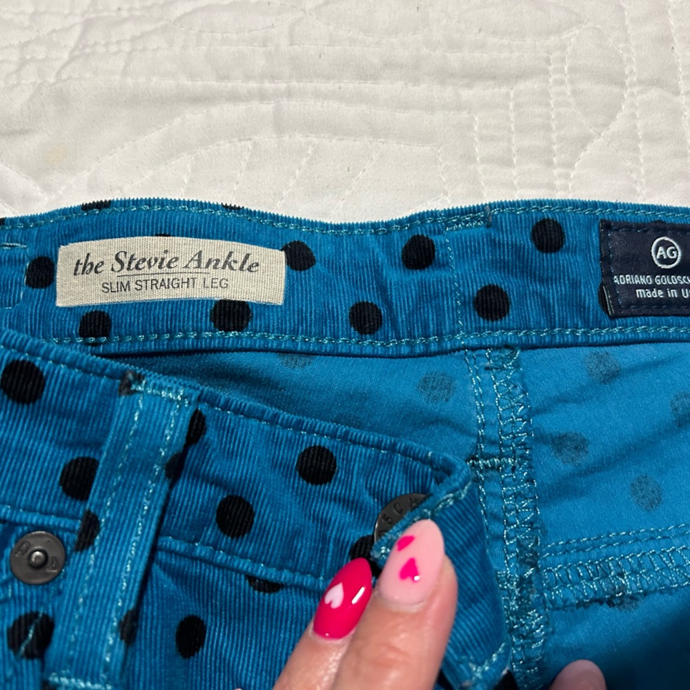 AG Brand Stevie Ankle slim/straight leg polka dot cords 26R. - Picture 5 of 5